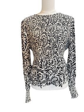 River Island Studio Smocked Peplum Blouse Rhinestone Embellished UK 16 US 12